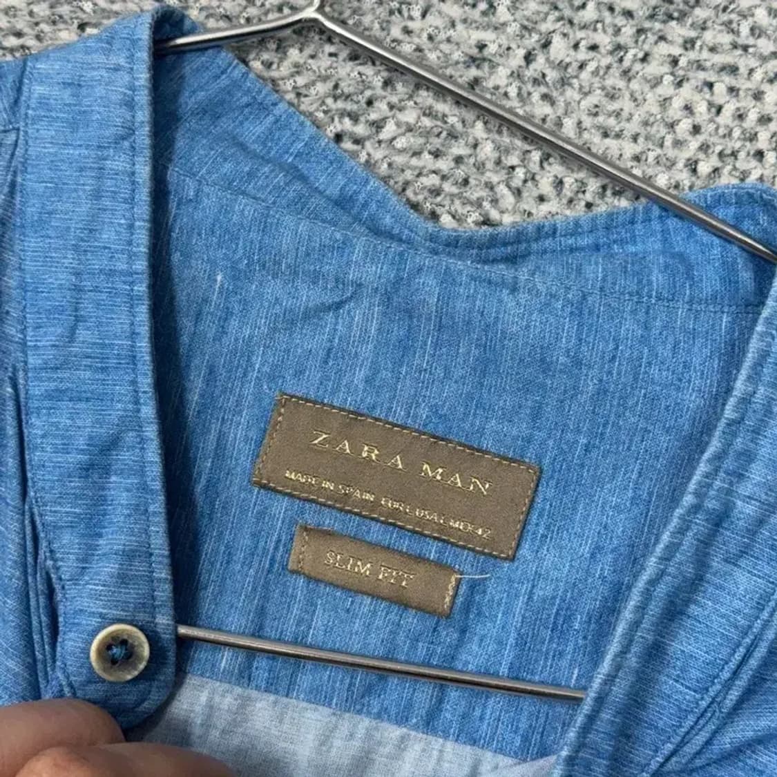 자라 블루 데님 인디고 셔츠 L 상품이미지5