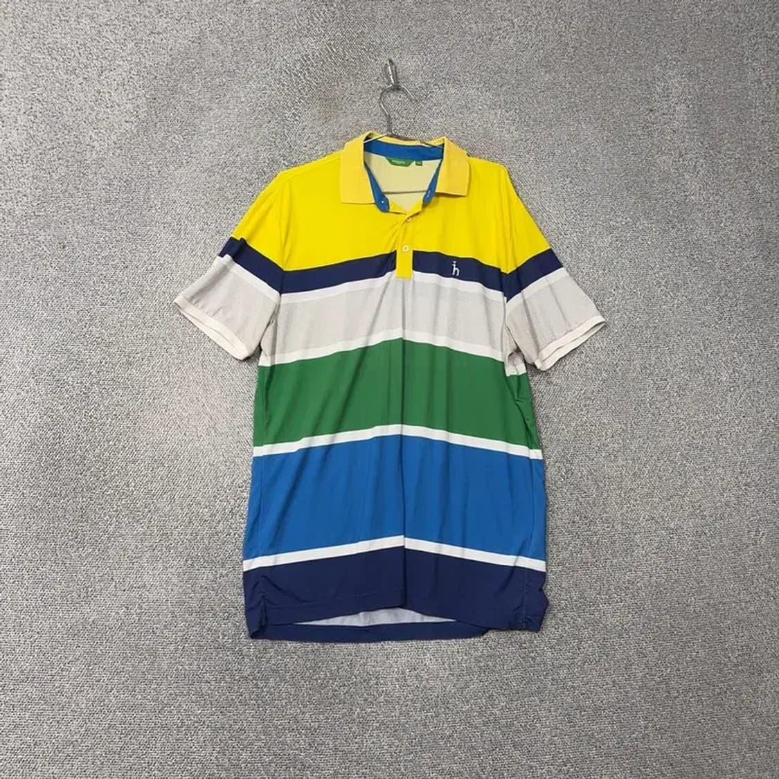 해지스 스트라이프 다채색 로고 기능성 반팔 카라티 105 상품이미지1