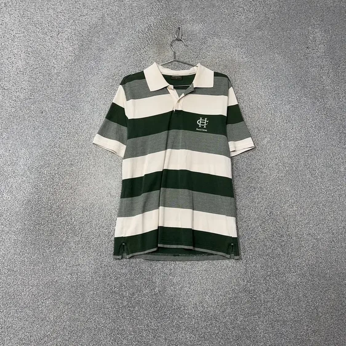 헨리코튼 스트라이프 그린 로고 남성 반팔 카라티 100 상품이미지1