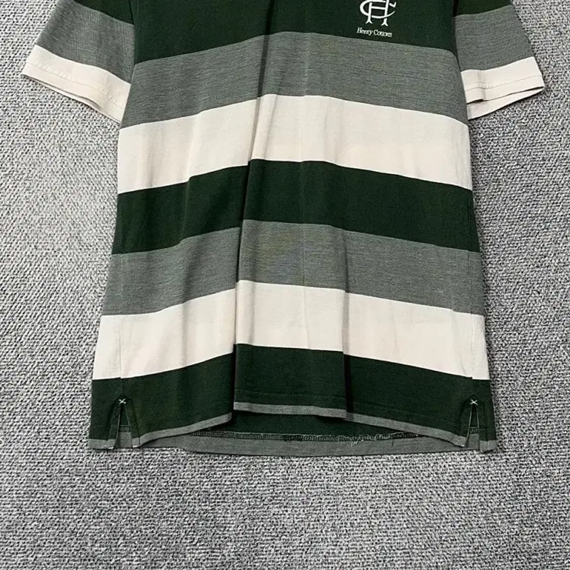 헨리코튼 스트라이프 그린 로고 남성 반팔 카라티 100 상품이미지4