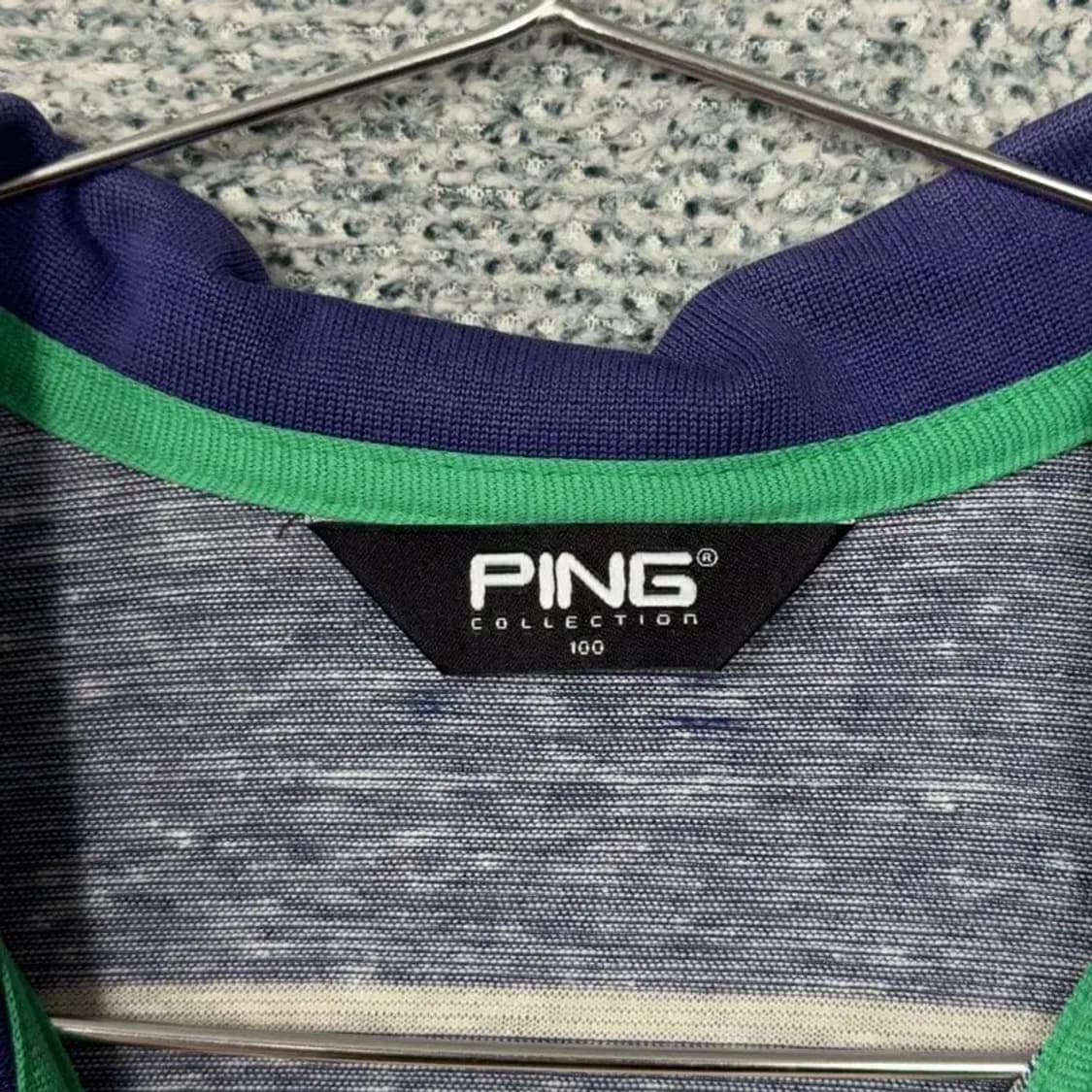 핑 스트라이프 크림 로고 기능성 반팔 카라티 100 상품이미지4