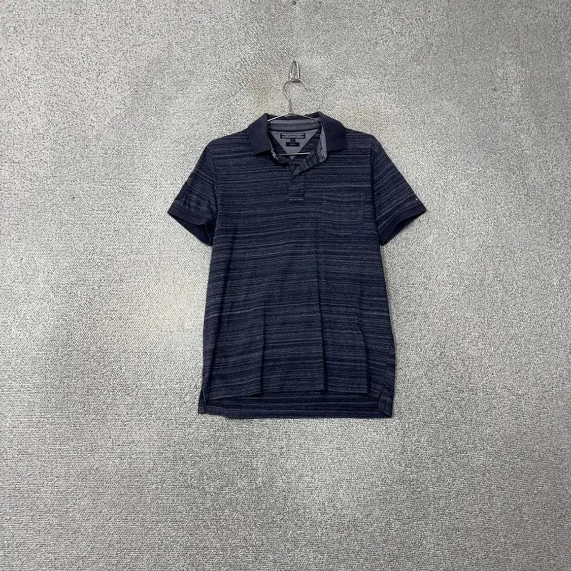 타미힐피거 스트라이프 네이비 남성 반팔 카라티 M 상품이미지1