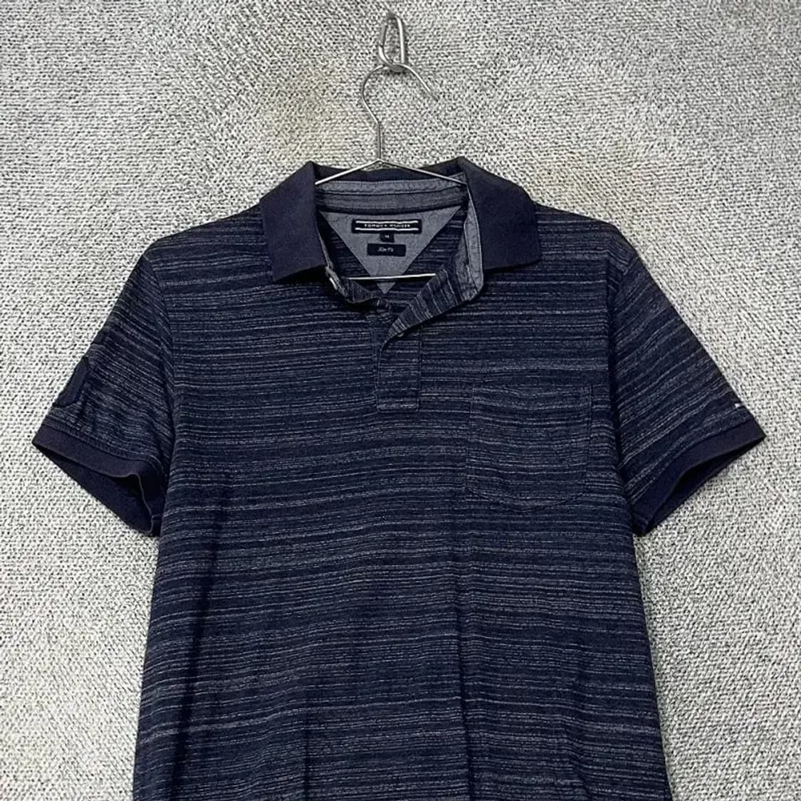 타미힐피거 스트라이프 네이비 남성 반팔 카라티 M 상품이미지3