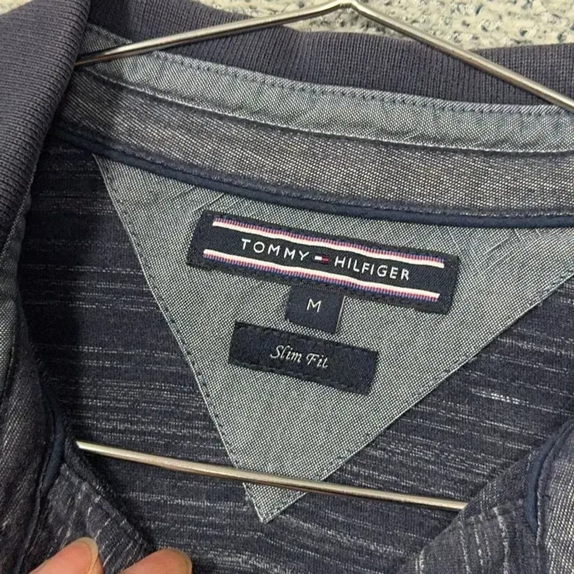 타미힐피거 스트라이프 네이비 남성 반팔 카라티 M 상품이미지5