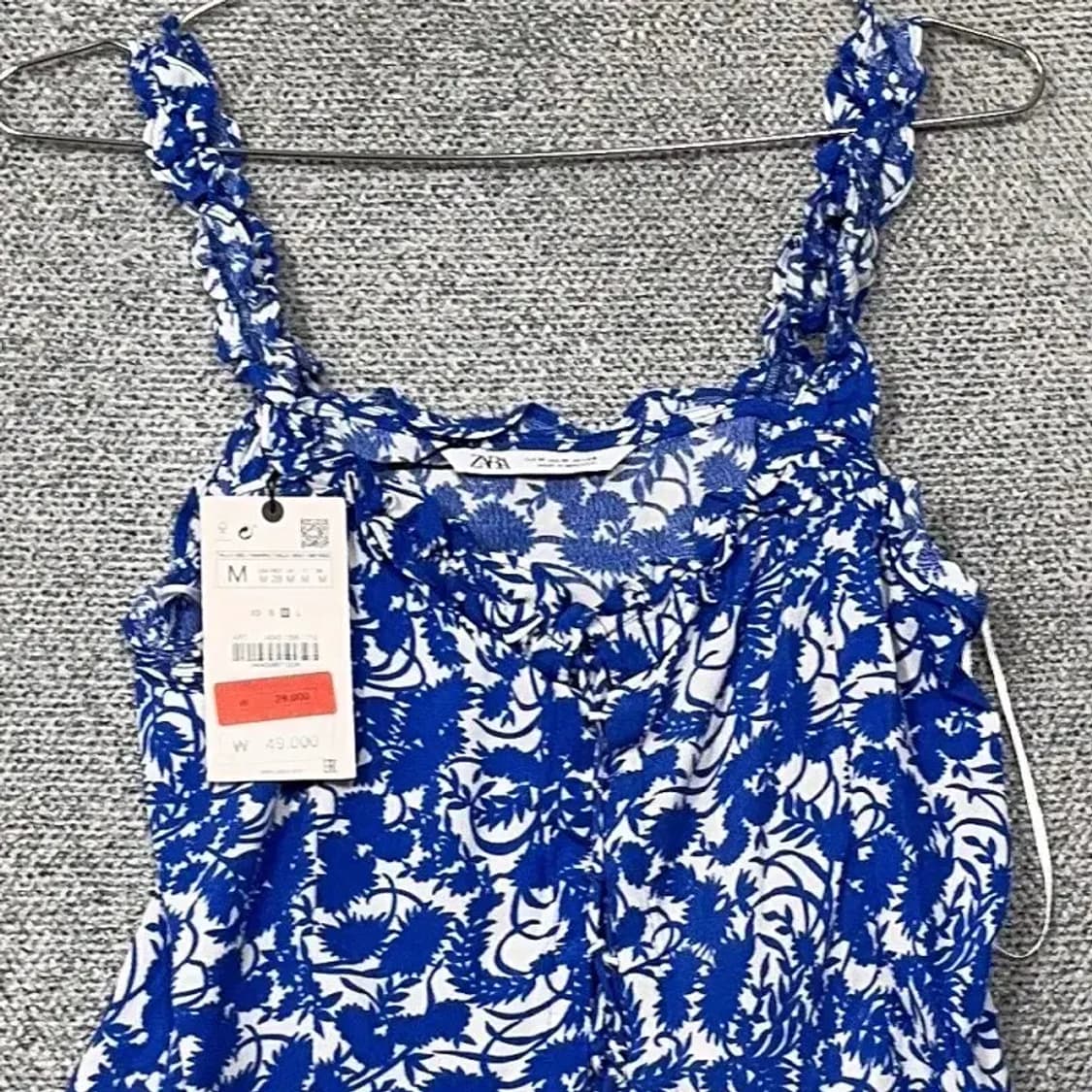 [새상품]자라 블루 트로피칼 패턴 민소매 M 상품이미지3