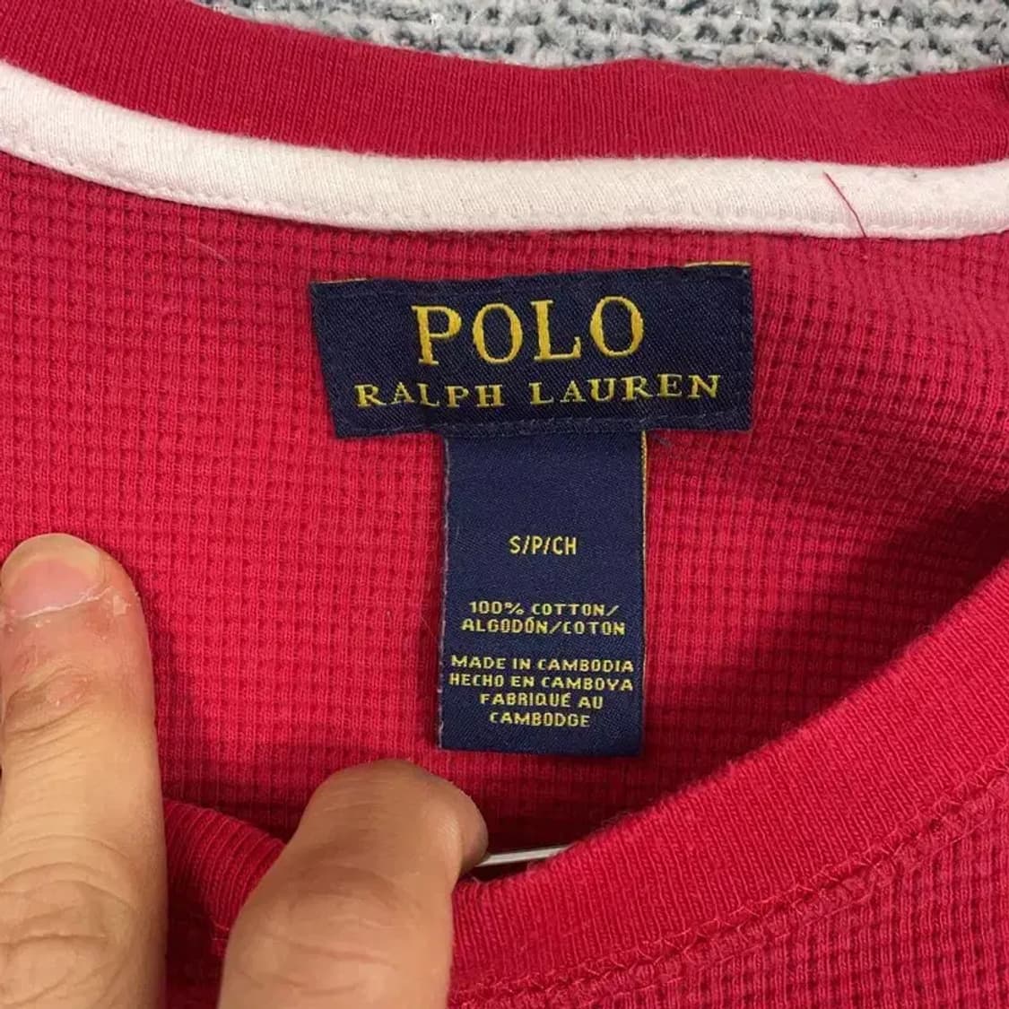 폴로 랄프로렌 레드 로고 와플 코튼 반팔티 S 상품이미지4