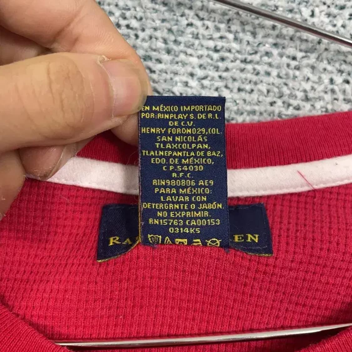 폴로 랄프로렌 레드 로고 와플 코튼 반팔티 S 상품이미지5