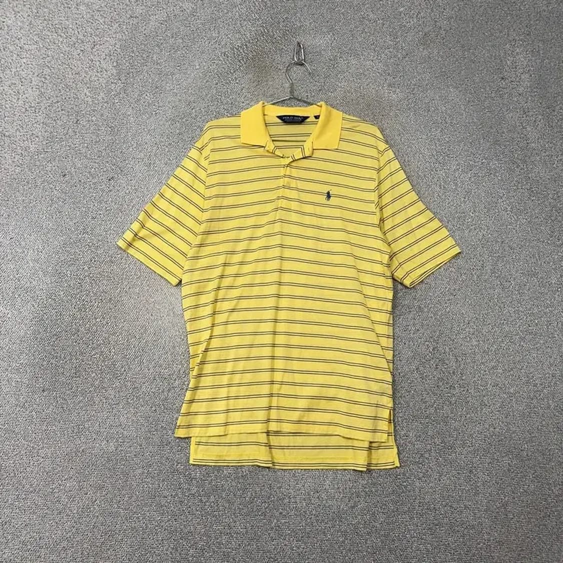 폴로 골프 스트라이프 옐로우 오버핏 반팔 카라티 M 상품이미지1