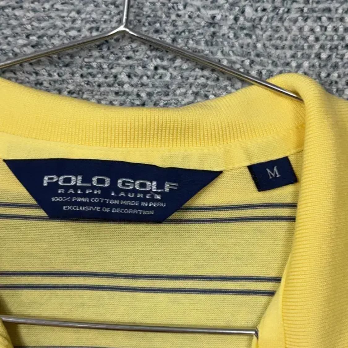 폴로 골프 스트라이프 옐로우 오버핏 반팔 카라티 M 상품이미지3
