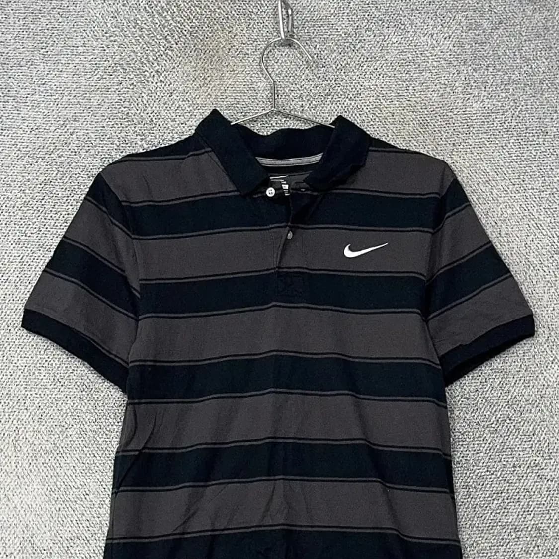 나이키 스트라이프 그레이 로고 반팔 카라티 S 상품이미지3