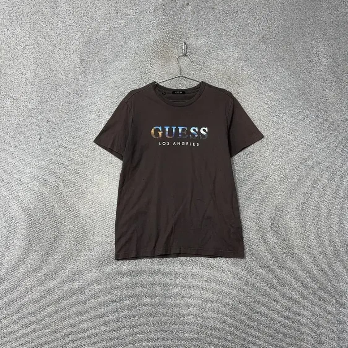 게스 스펠 로고 브라운 반팔 티 L 상품이미지1