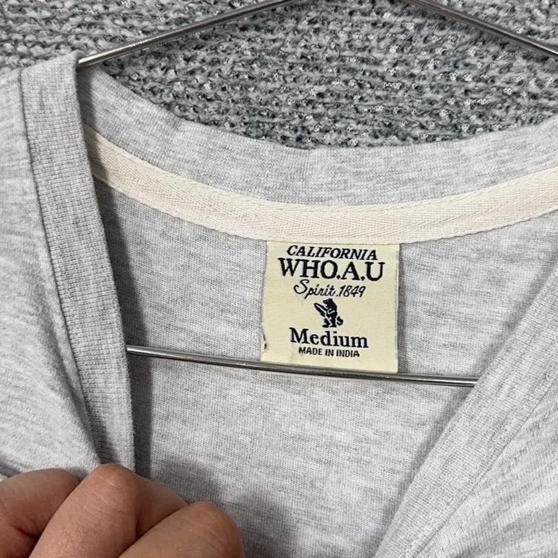 후아유 로고 프린팅 라이트 그레이 반팔 티 Medium 상품이미지3