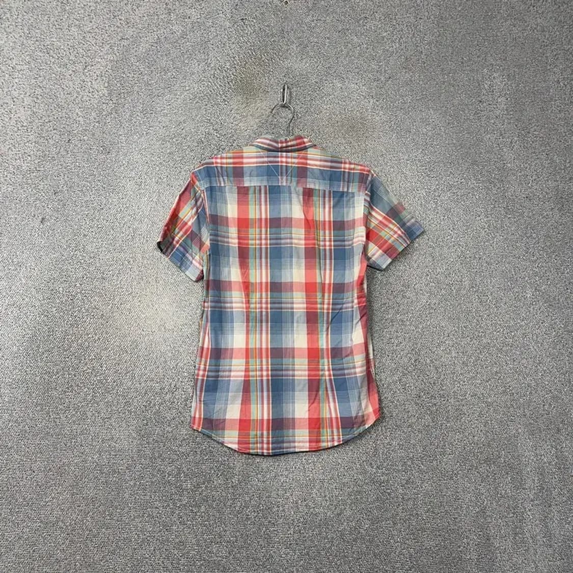 타미힐피거 슬림핏 체크 다채색 반팔 셔츠 S 상품이미지2