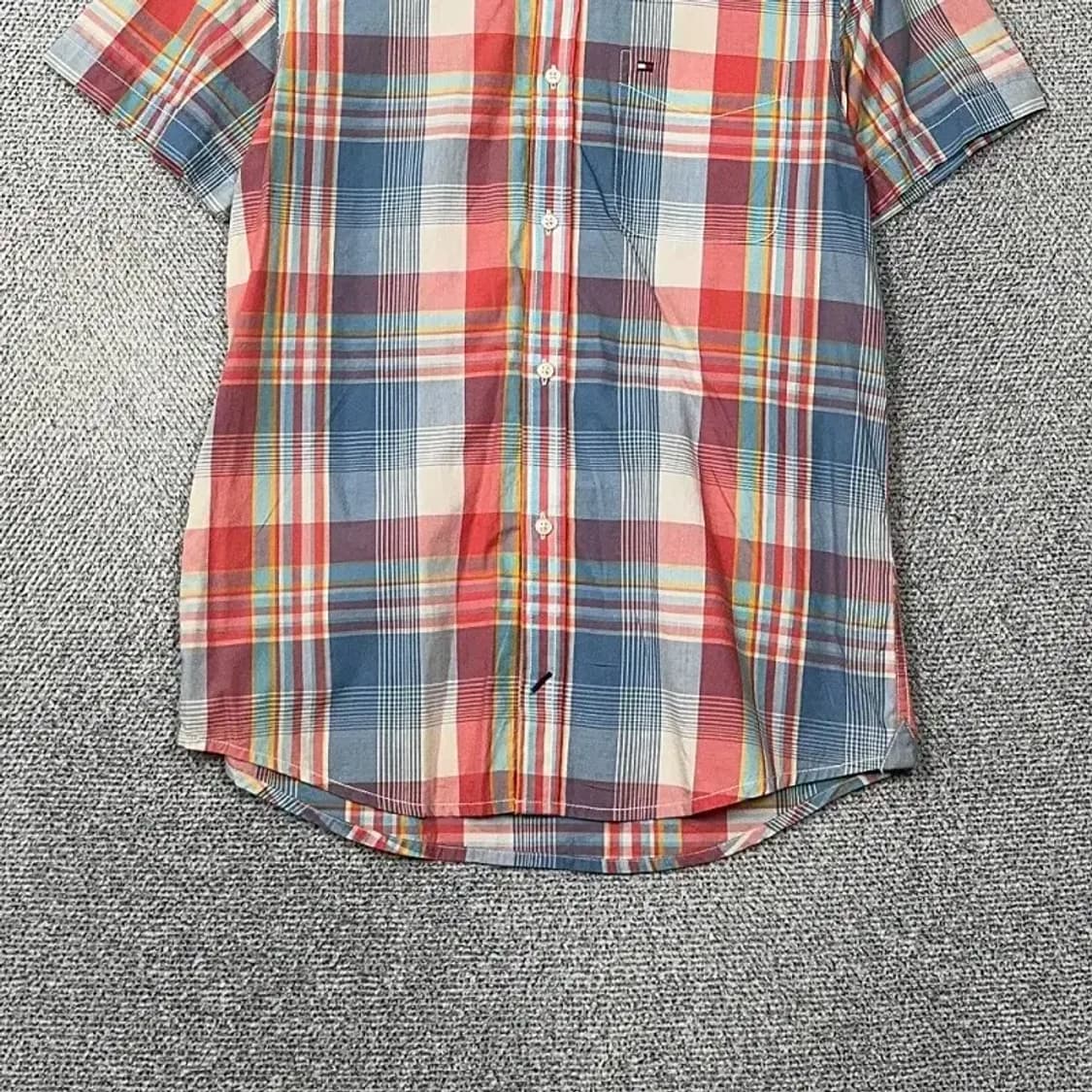 타미힐피거 슬림핏 체크 다채색 반팔 셔츠 S 상품이미지4