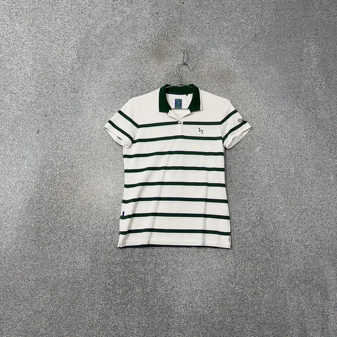 해지스 테니스 로고 스트라이프 화이트 반팔 카라티 90-165 상품이미지1