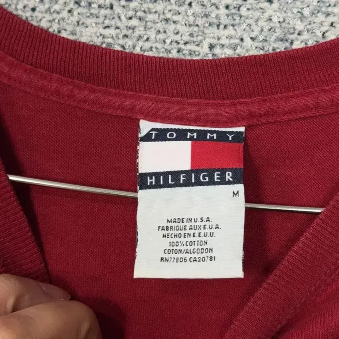 타미힐피거 너버링 로고 프린팅 레드 반팔 티 M 상품이미지3