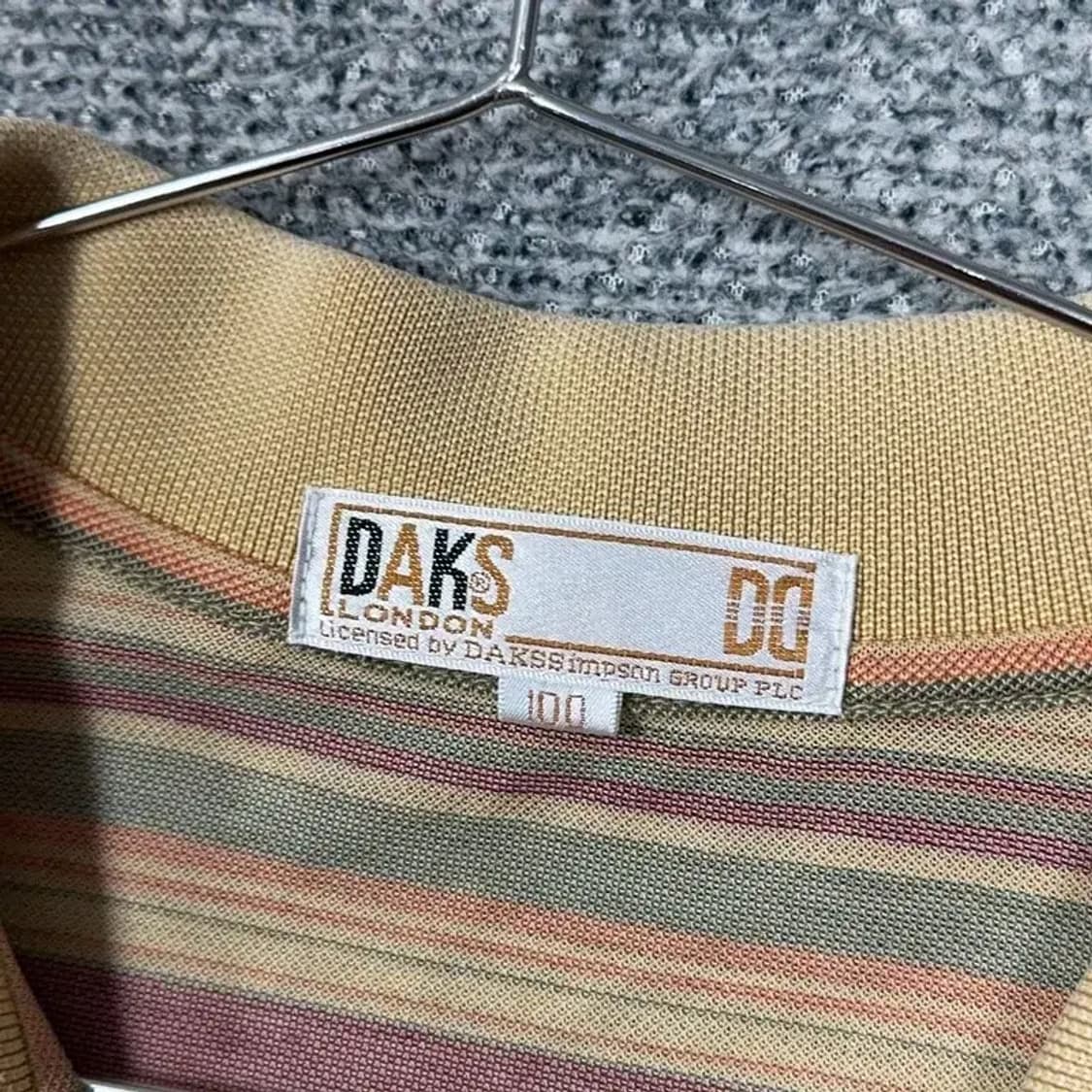 닥스 스트라이프 베이지 반팔 카라티 100 상품이미지3