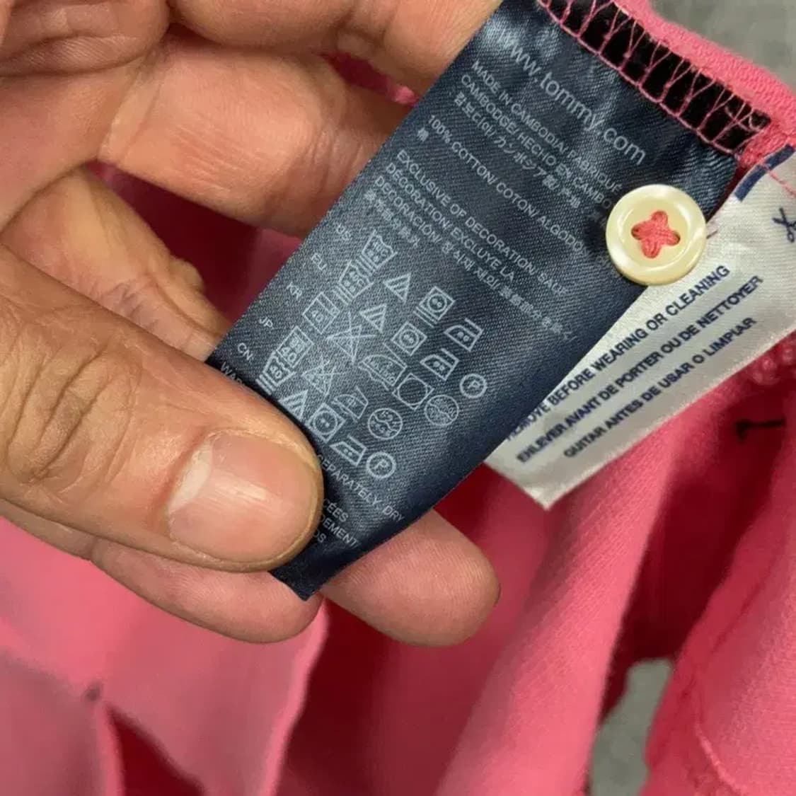 타미힐피거 핑크 로고 캐주얼 남성 반팔 카라티 M 상품이미지6