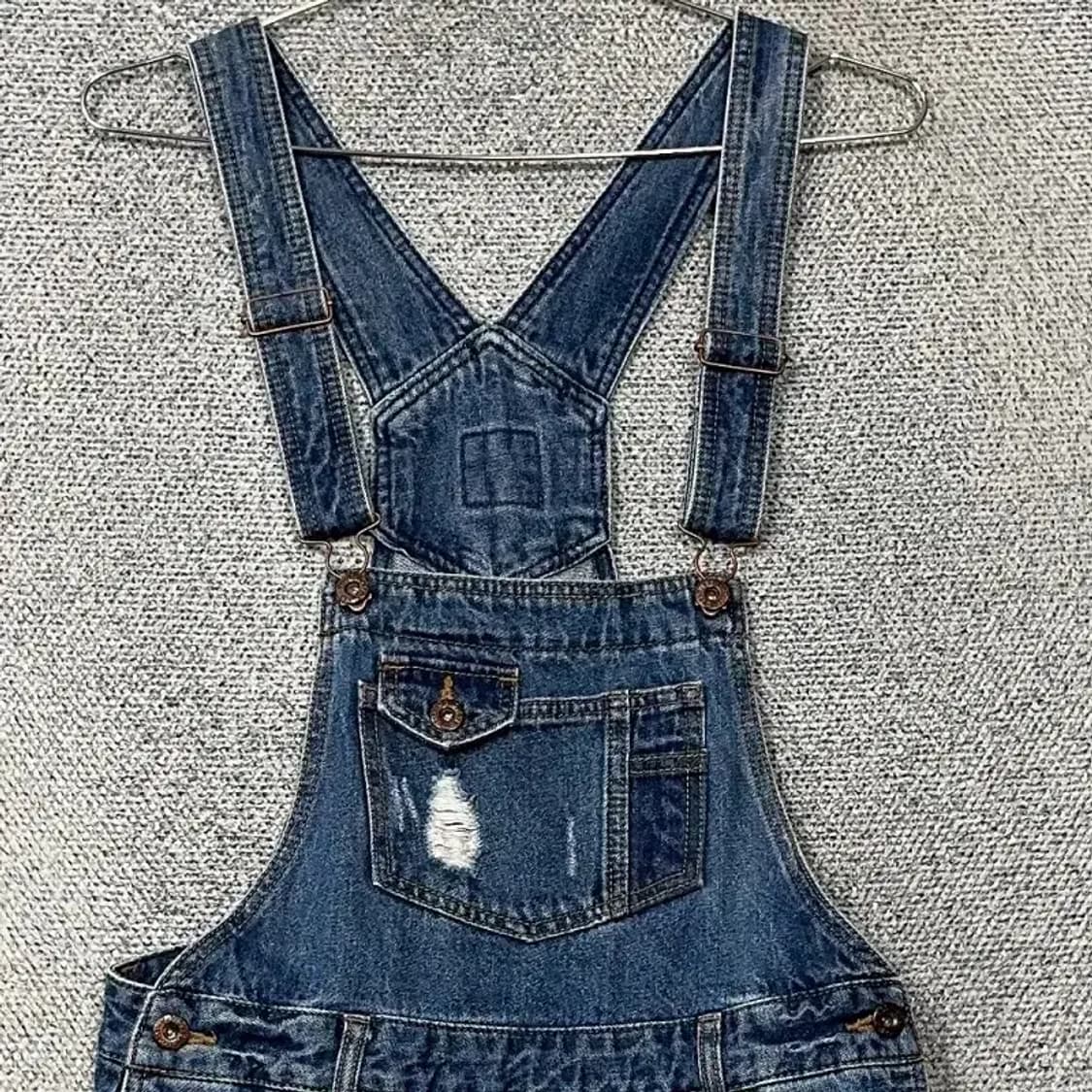 게스 블루 빈티지 포켓 데님 멜빵 점프수트 64(26) 상품이미지3
