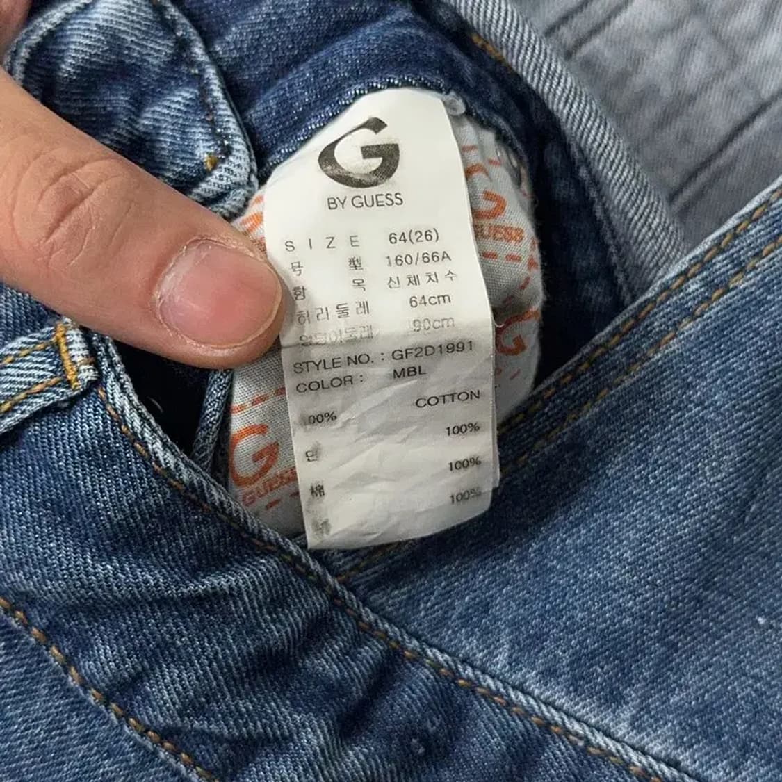 게스 블루 빈티지 포켓 데님 멜빵 점프수트 64(26) 상품이미지6
