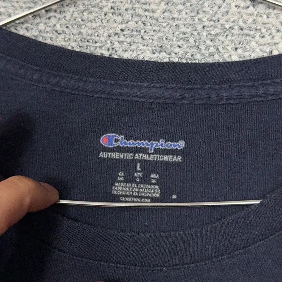 챔피온 스펠로고 프린팅 네이비 반팔 티 L 상품이미지3