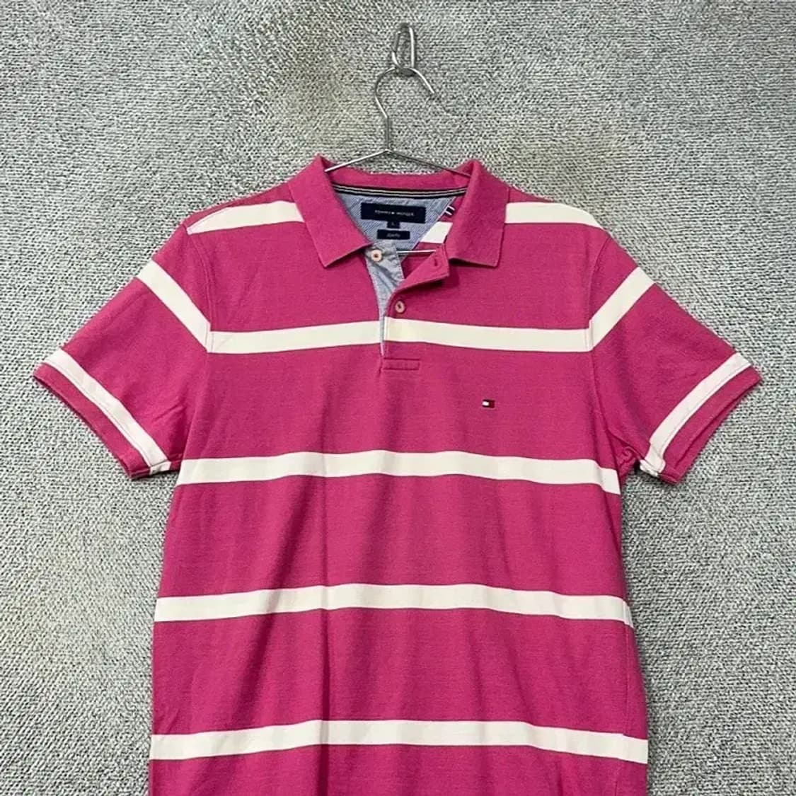 타미힐피거 스트라이프 로고 반팔 카라티 L 상품이미지3