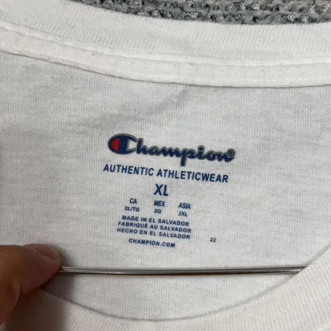 챔피온 프린팅 스펠 로고 화이트 반팔 티 XL 상품이미지4