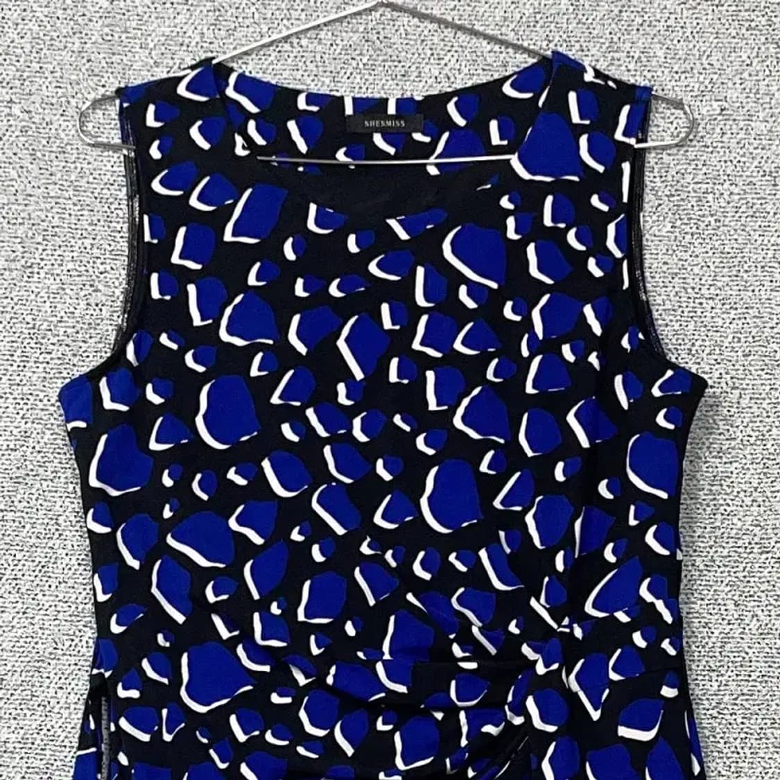 쉬스미스 네이비 블루 패턴 벨티드 원피스 77 상품이미지3