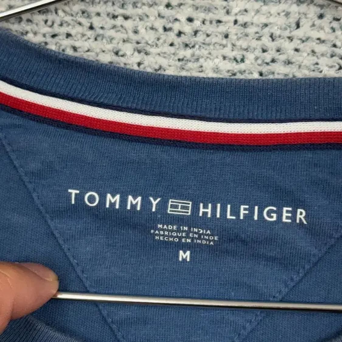 타미힐피거 청록 로고 캐주얼 반팔 티 M 상품이미지3