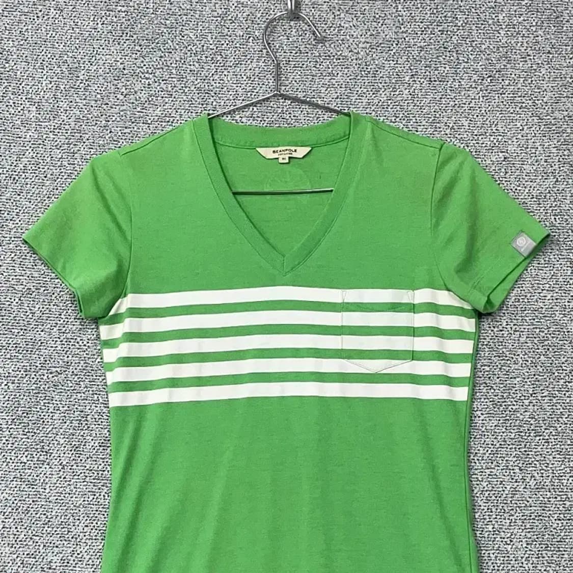 빈폴 스트라이프 그린 브이넥 반팔 티 90 상품이미지3