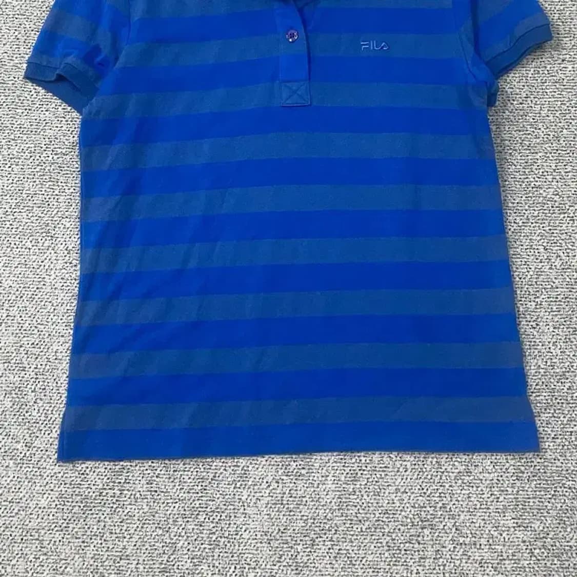 휠라 스트라이프 블루 로고 기능성 반팔 카라티 95 상품이미지4