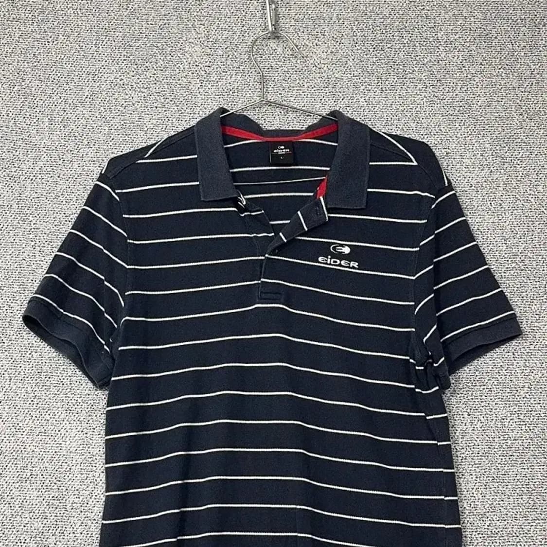 아이더 스트라이프 네이비 로고 반팔 카라티 L 상품이미지3