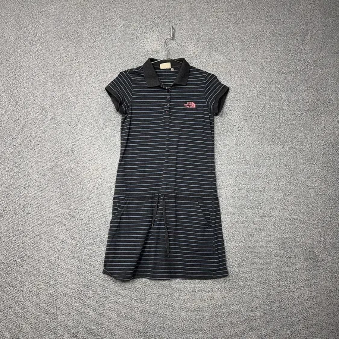 노스페이스 스트라이프 블랙 로고 반팔 카라 원피스 85 상품이미지1