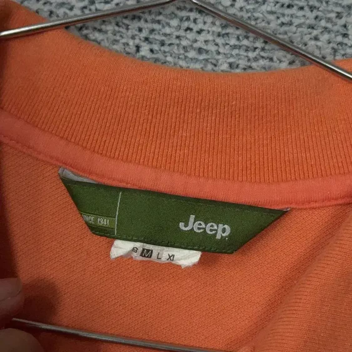 지프 오렌지 빈티지 자수 로고 반팔 카라티 M 상품이미지3