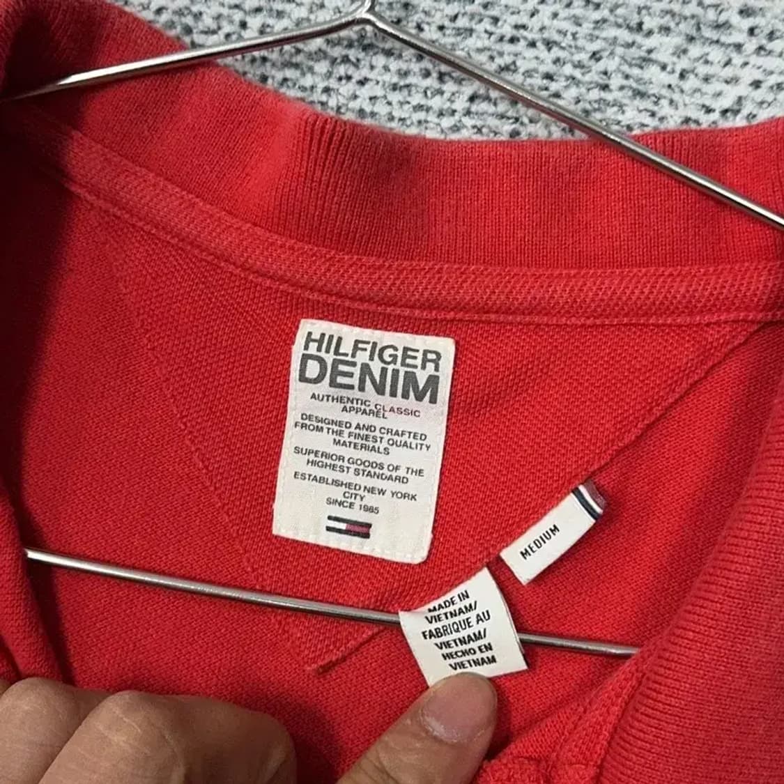 타미힐피거 레드 스키니핏 반팔 카라티 MEDIUM 상품이미지5