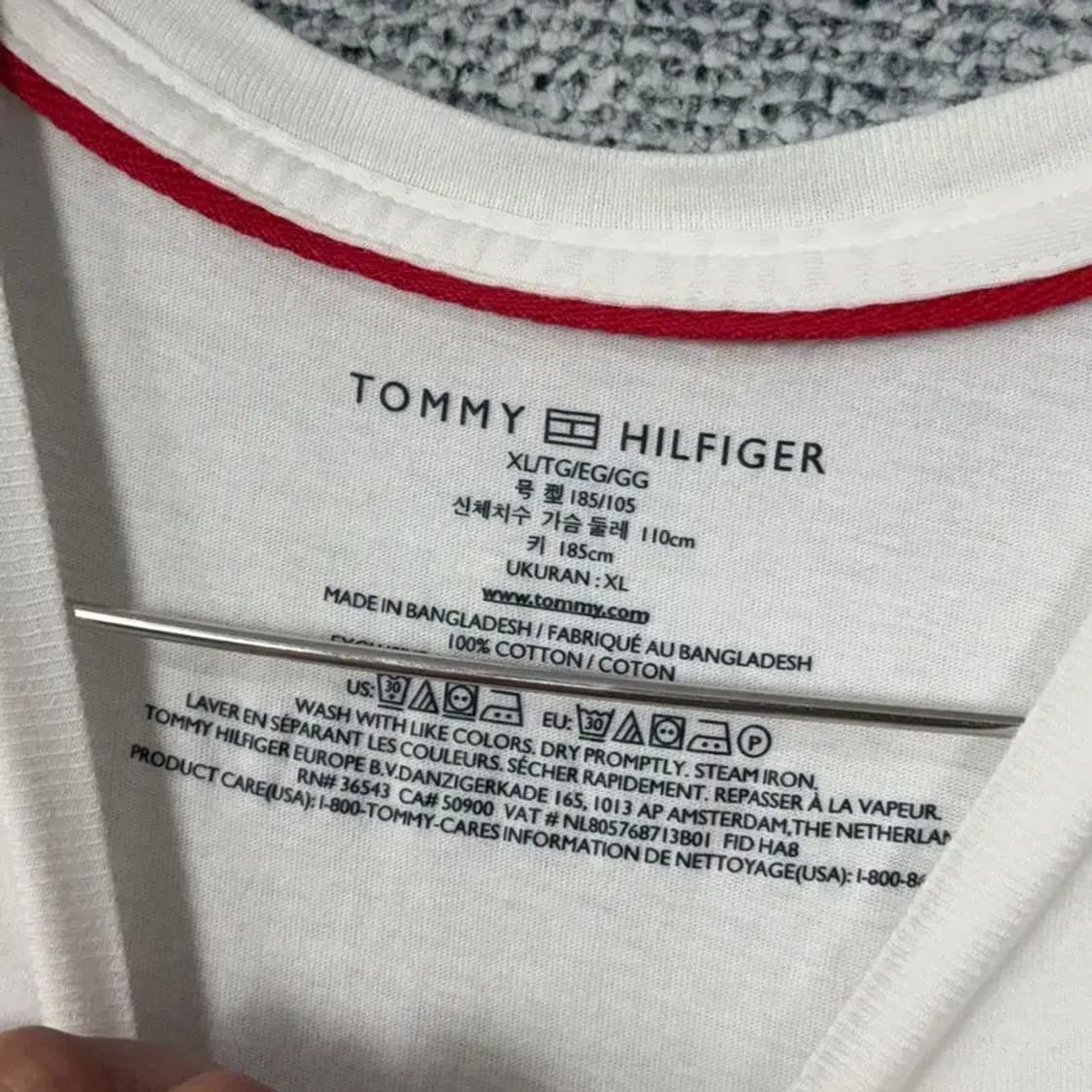 타미힐피거 화이트 로고 반팔 티 XL 상품이미지5