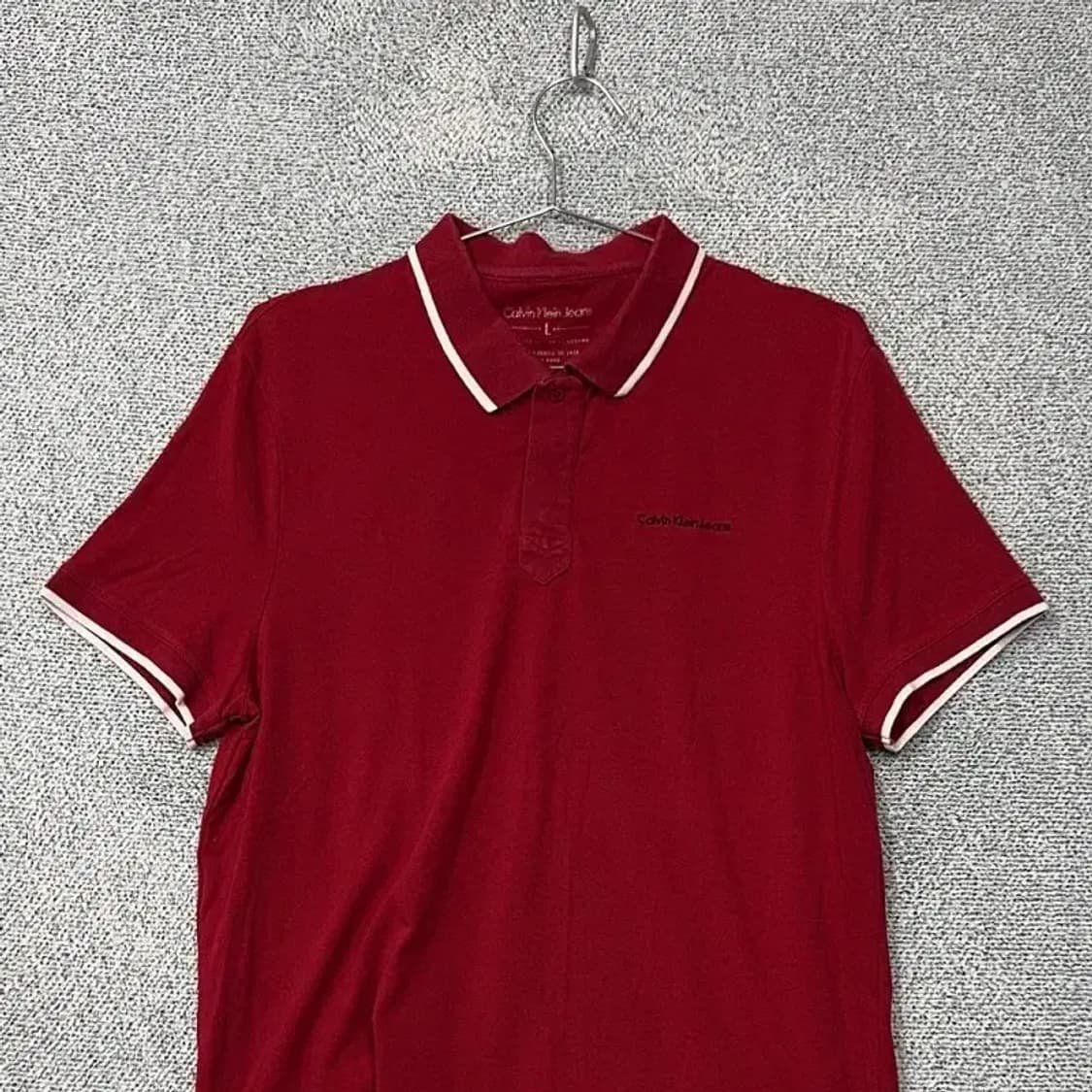 캘빈클라인 남성 캐주얼 로고 레드 카라티 L 상품이미지3