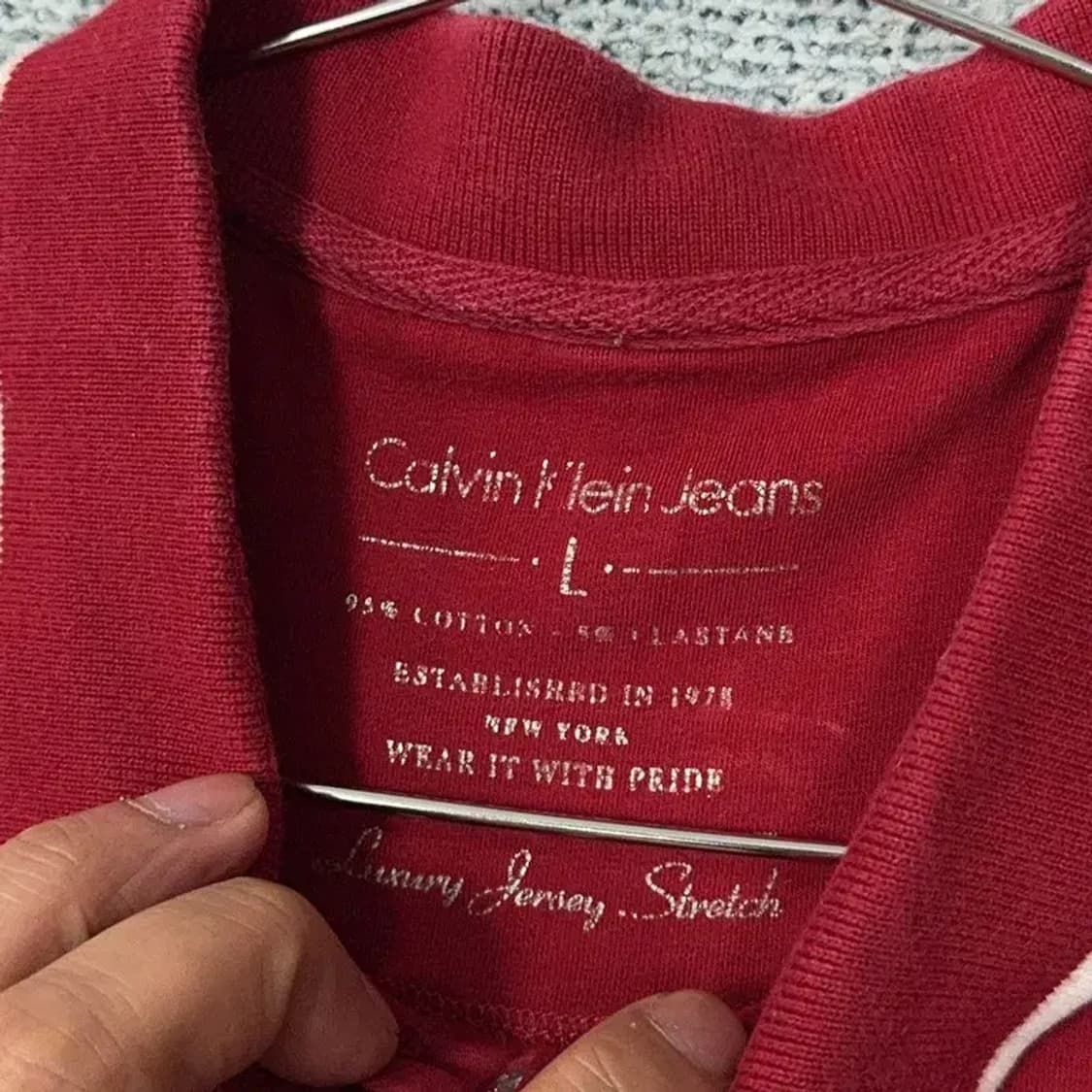 캘빈클라인 남성 캐주얼 로고 레드 카라티 L 상품이미지5
