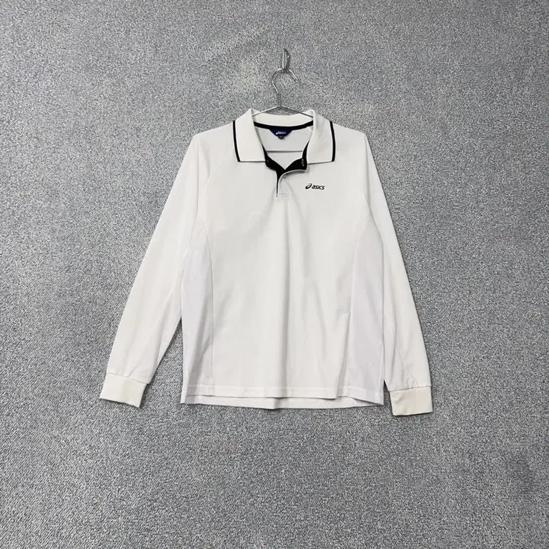 아식스 로고 화이트 긴팔 카라티 100 상품이미지1
