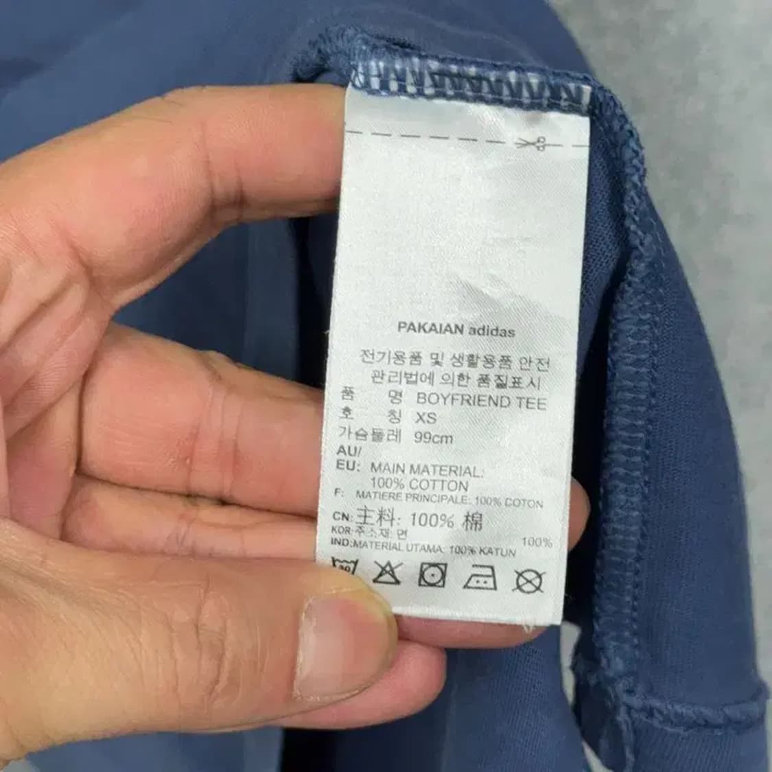 아디다스 빅로고 프린팅 네이비 반팔 티 XS 상품이미지4