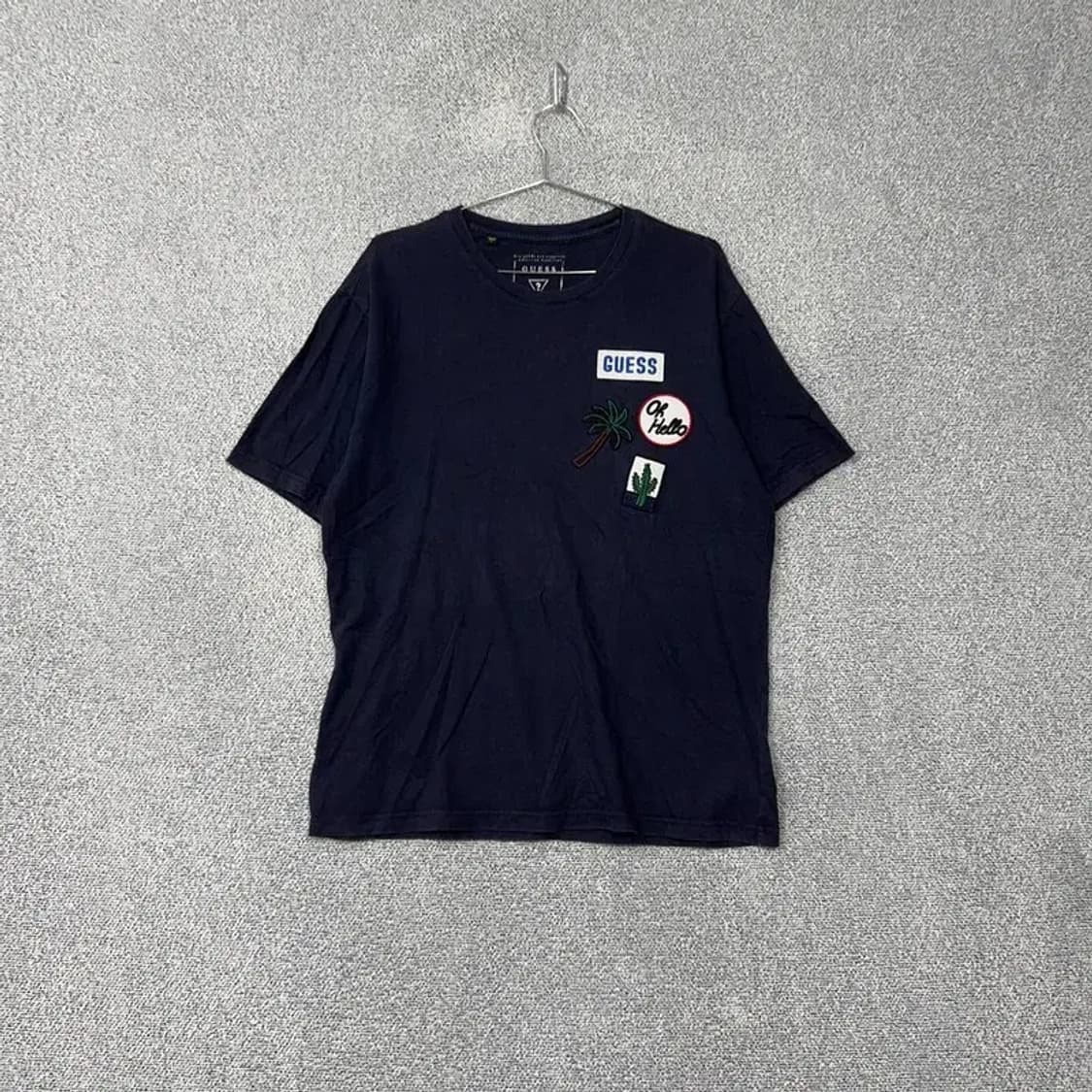 게스 프린팅 네이비 반팔 티 L 상품이미지1