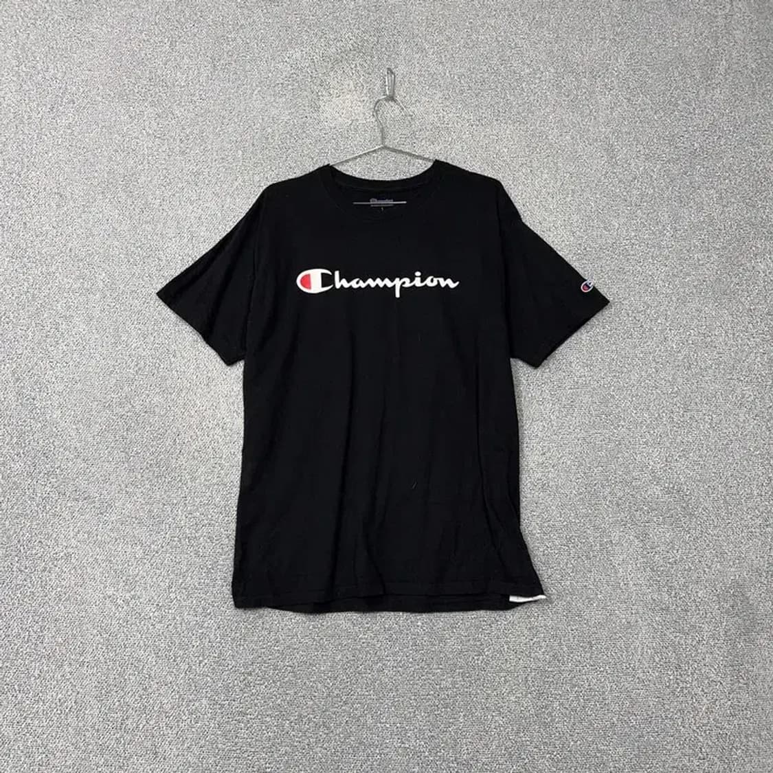챔피온 스펠 로고 프린팅 블랙 반팔 티 L 상품이미지1