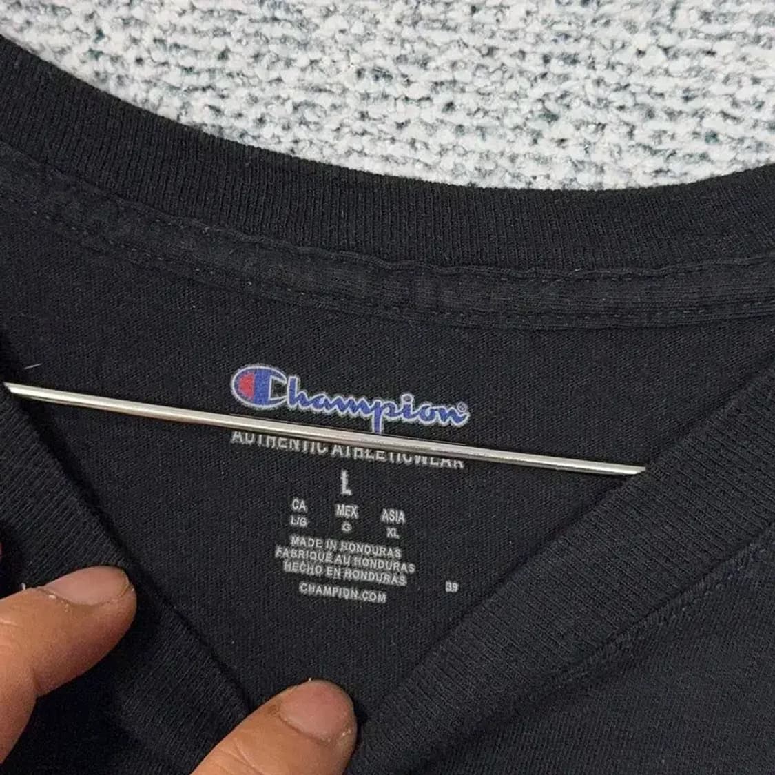 챔피온 스펠 로고 프린팅 블랙 반팔 티 L 상품이미지3