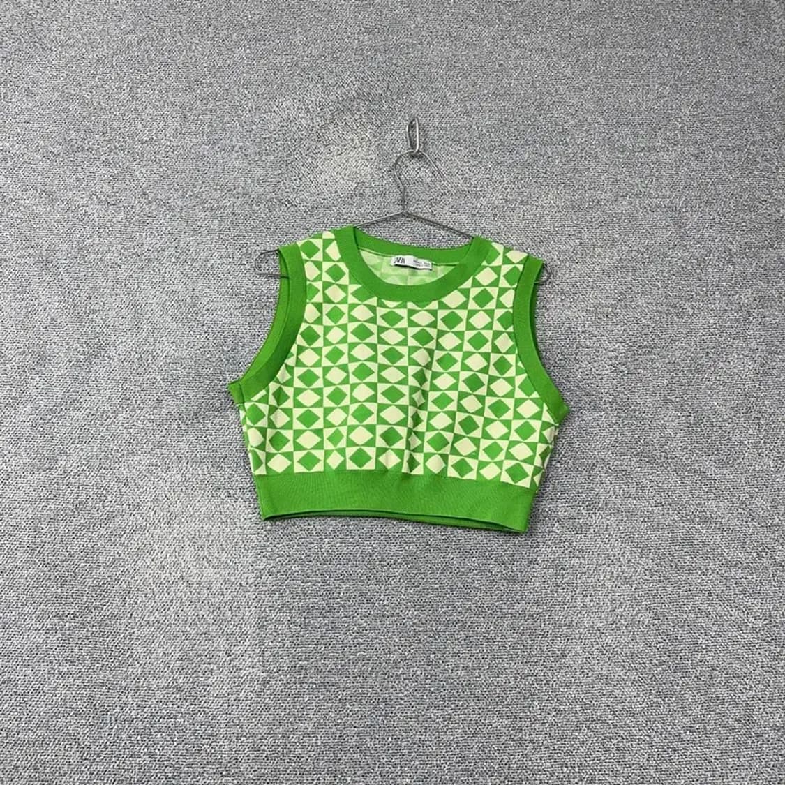 자라 그린 니트 크롭 조끼 L 상품이미지1