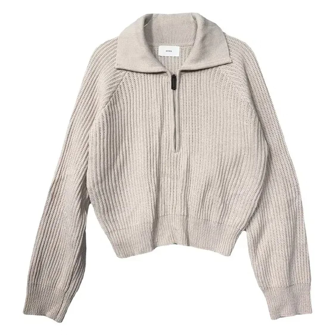 여성 크림 빅카라 반집업 니트 FREE 상품이미지1