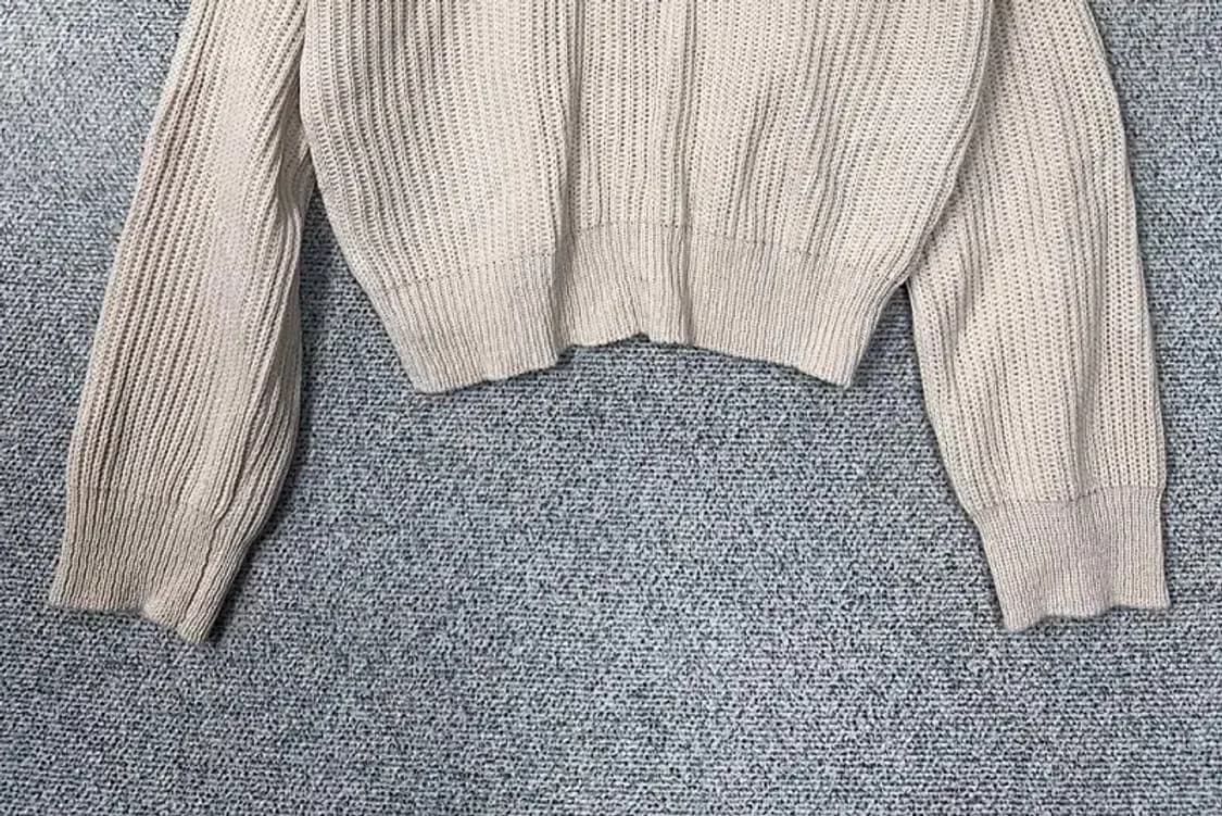 여성 크림 빅카라 반집업 니트 FREE 상품이미지4