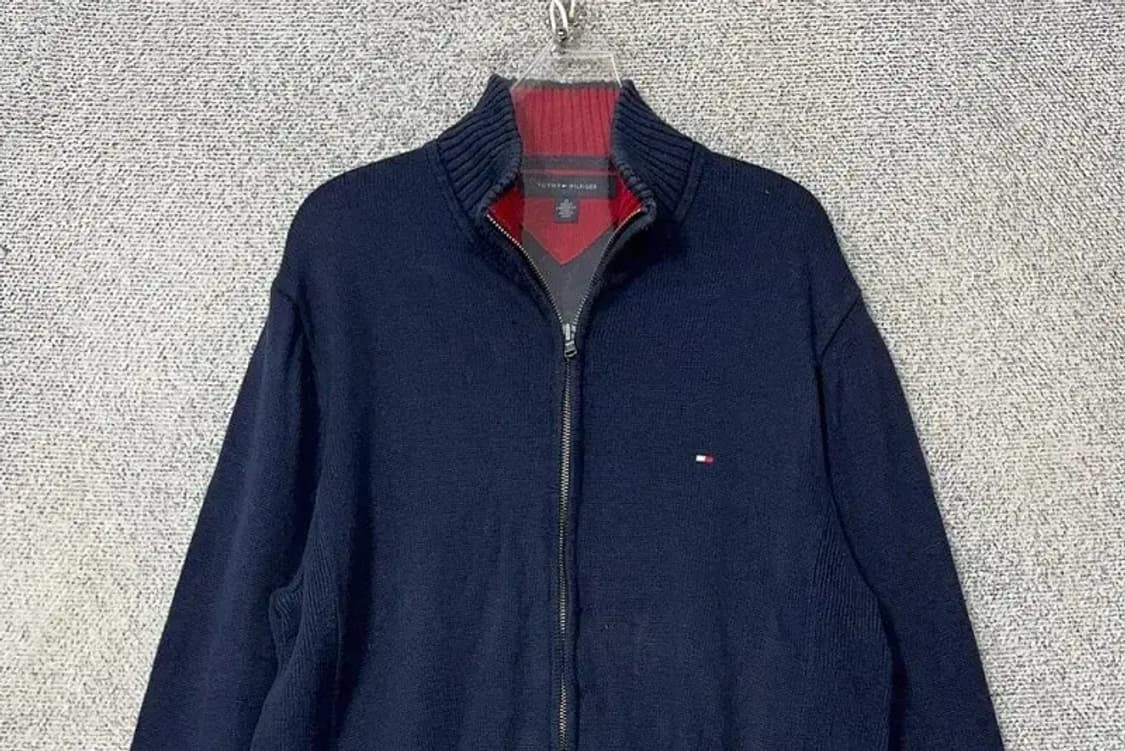 타미힐피거 네이비 로고 코튼 니트 집업 M 상품이미지3
