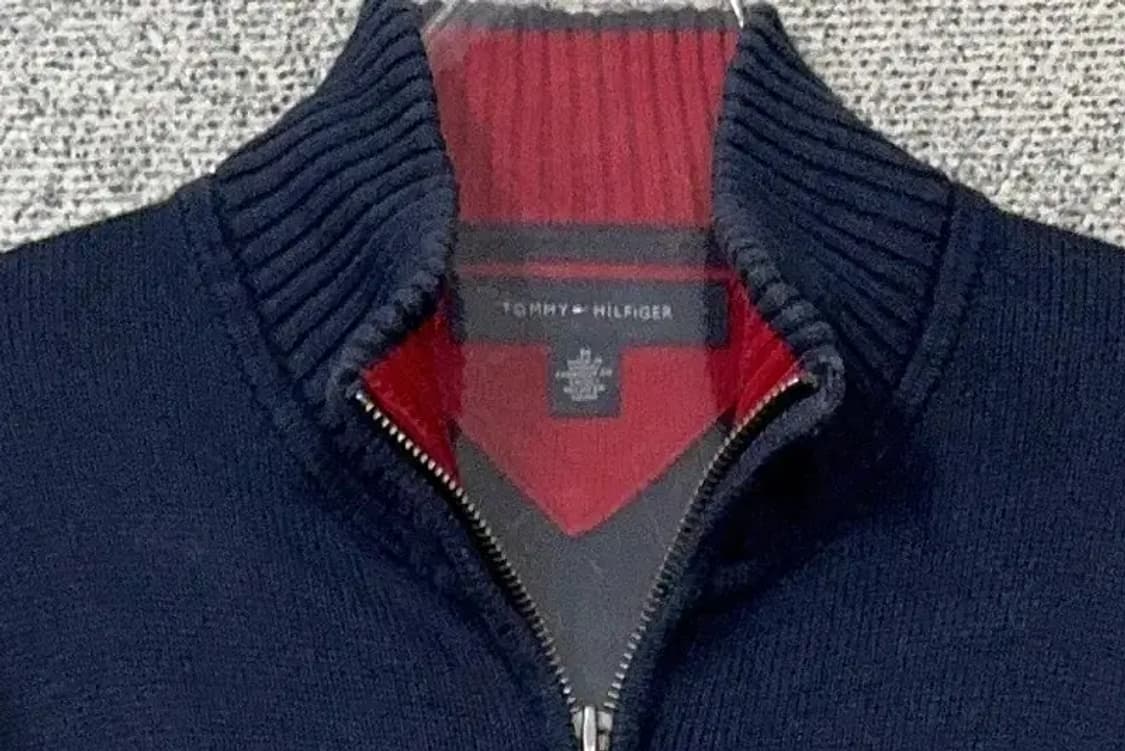 타미힐피거 네이비 로고 코튼 니트 집업 M 상품이미지5