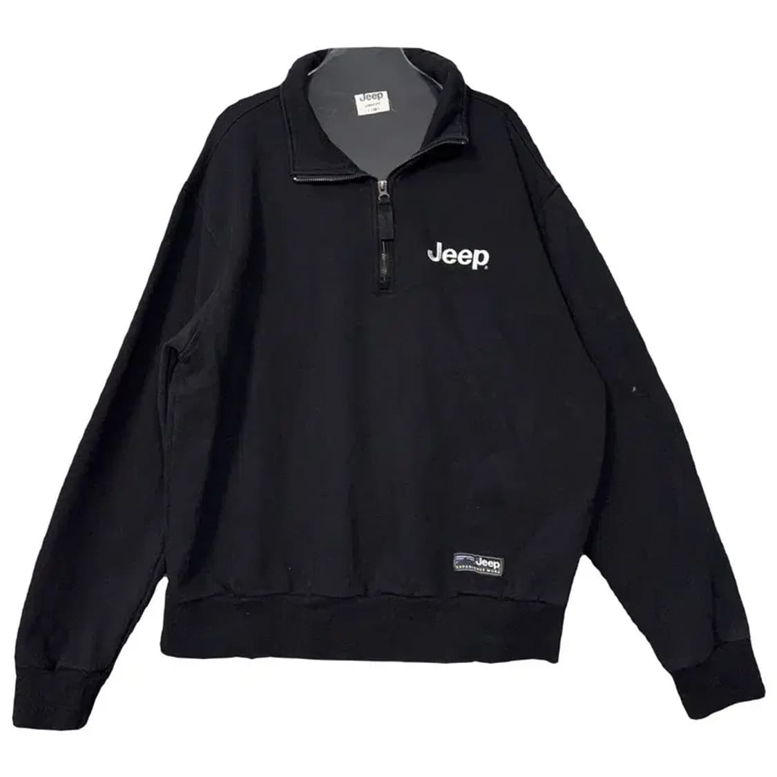 지프 블랙 루즈핏 로고 프린팅 반집업 맨투맨 L 상품이미지1