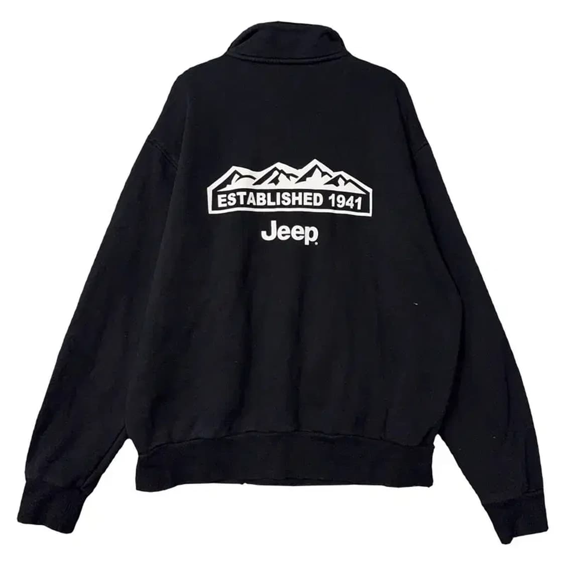 지프 블랙 루즈핏 로고 프린팅 반집업 맨투맨 L 상품이미지2